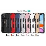 Wholesale iPhone 11 6.1 Military Grade Armor Protection Stand Magnetic Feature Case (Red)